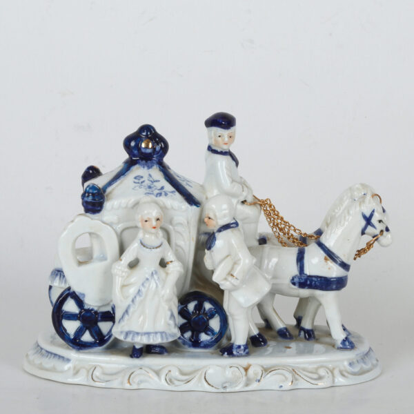Viktorijanska kolonijalna figurica konjske zaprege porcelan - Image 4