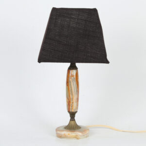 Vintage oniks stona lampa sa tekstilnim abažurom