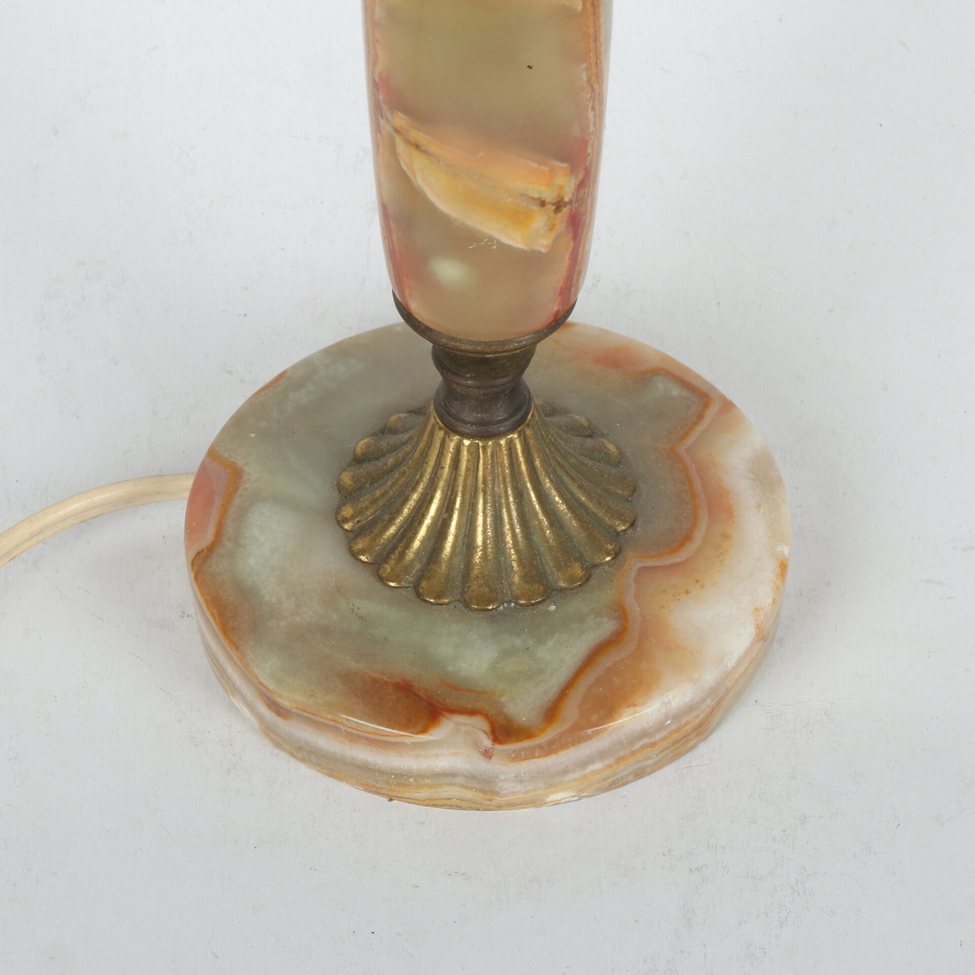 Vintage oniks stona lampa sa tekstilnim abažurom - Slika 6