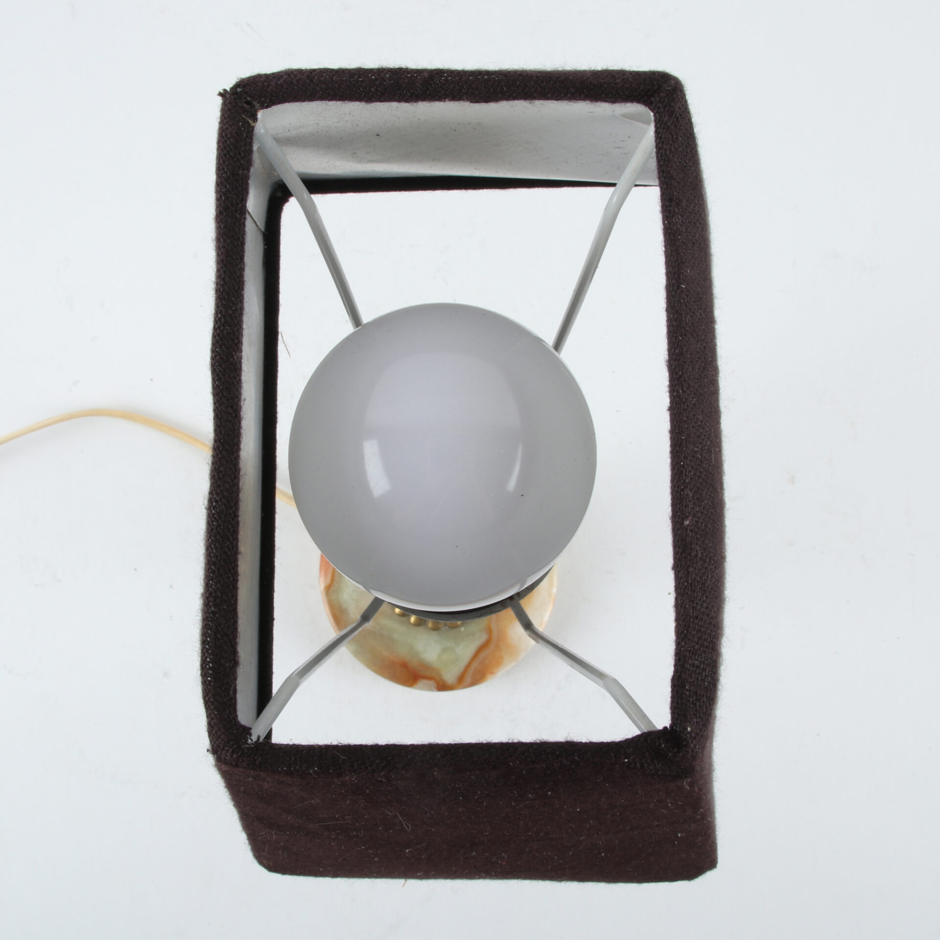 Vintage oniks stona lampa sa tekstilnim abažurom - Slika 9